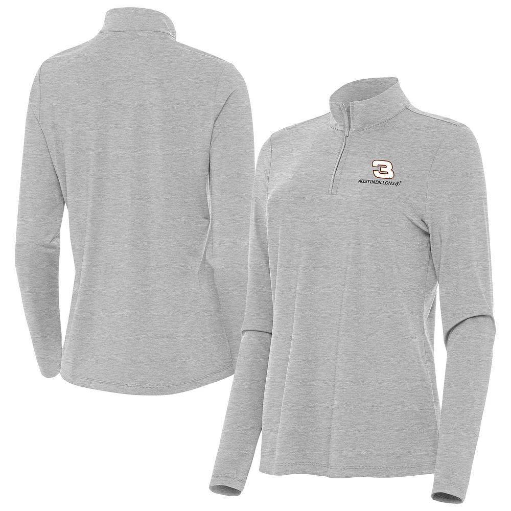 Women's Antigua Heather Gray Austin Dillon Bright Quarter-Zip Top