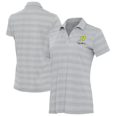 Women's Antigua Gray Denny Hamlin Tunnel Polo