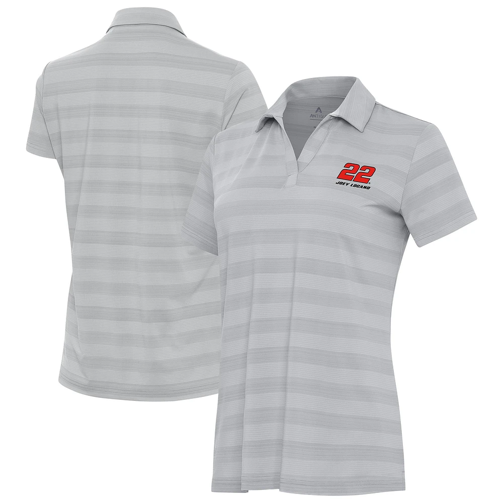 Women's Antigua Gray Joey Logano Tunnel Polo
