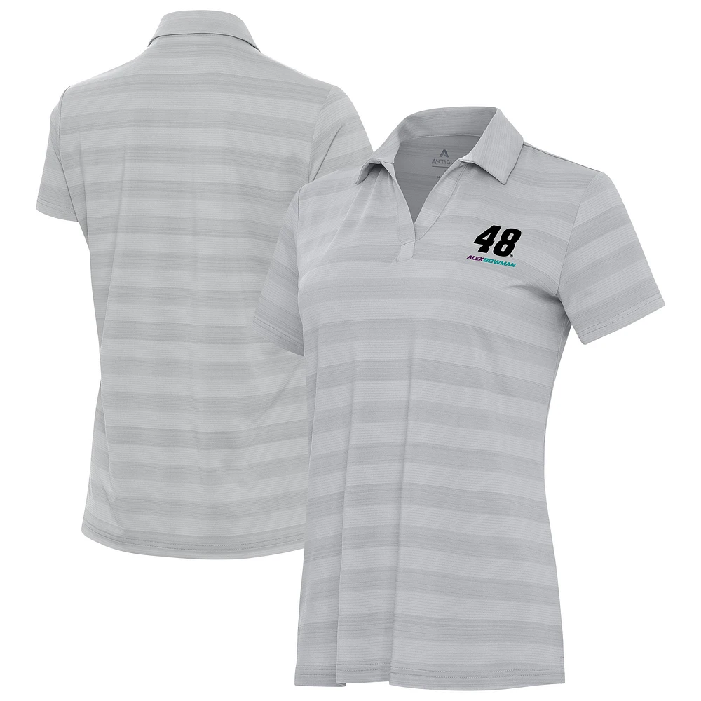Women's Antigua Gray Alex Bowman Tunnel Polo