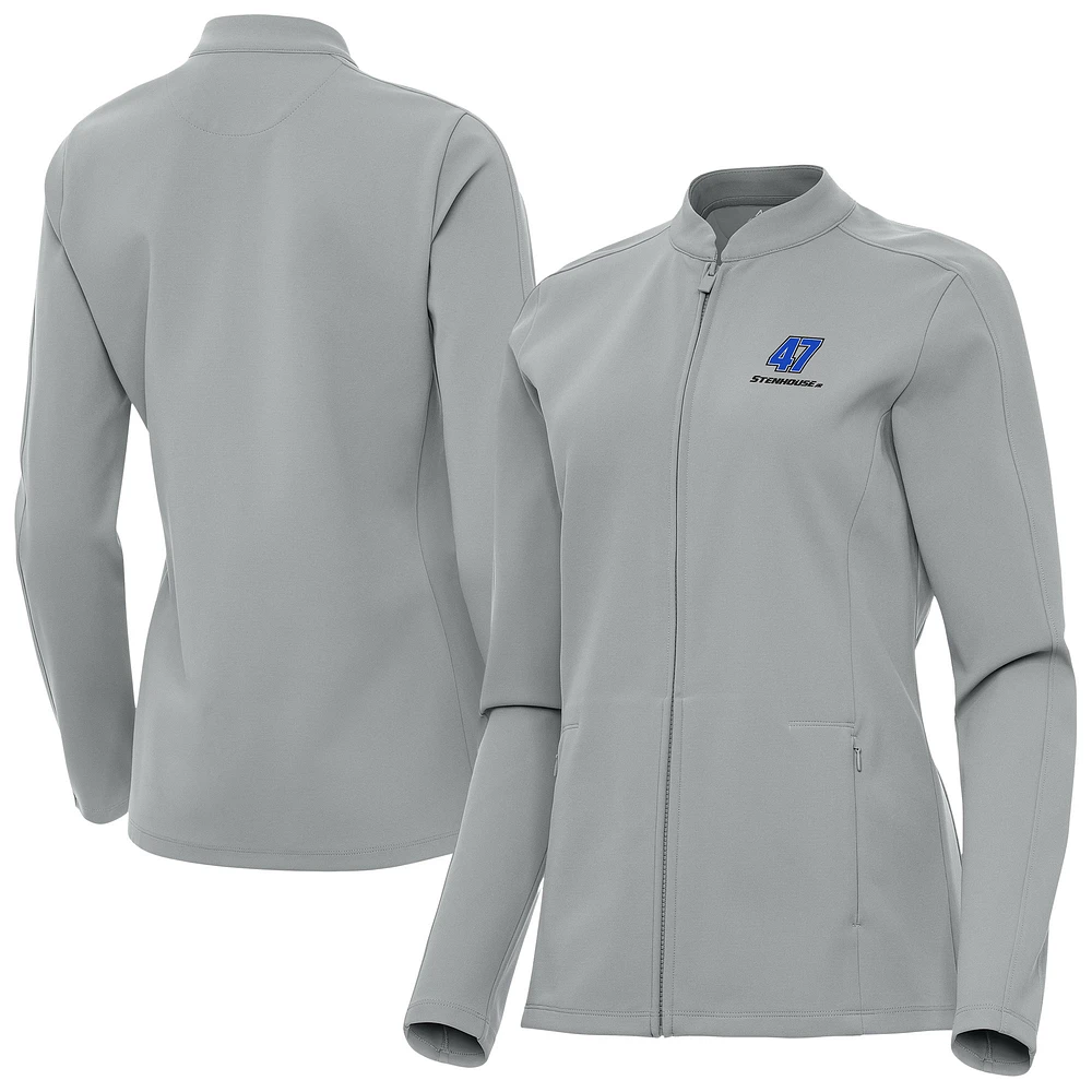 Women's Antigua Gray Ricky Stenhouse Jr. Regard Full-Zip Jacket