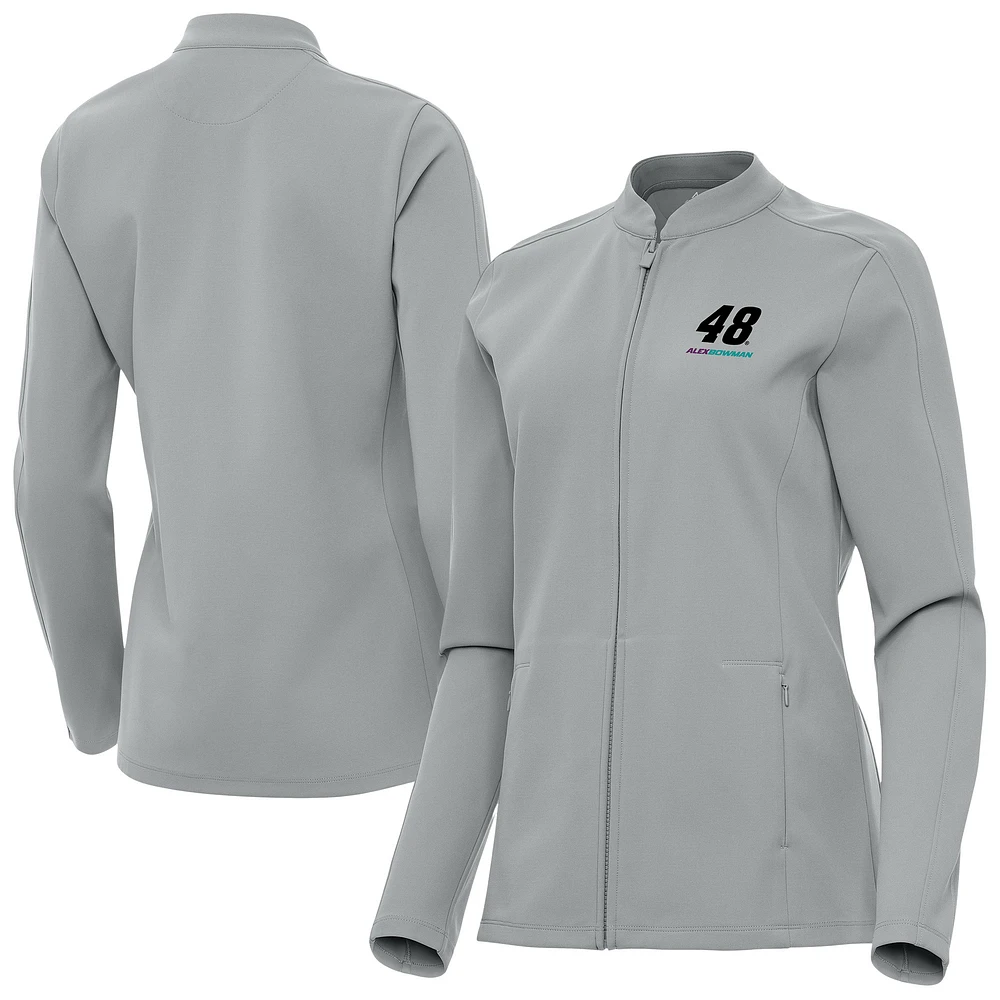 Women's Antigua Gray Alex Bowman Regard Full-Zip Jacket