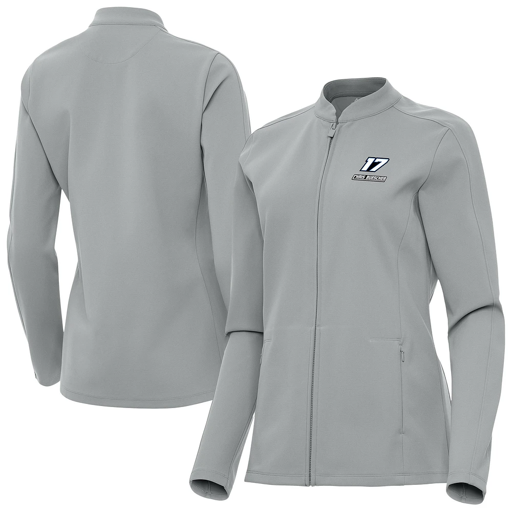 Women's Antigua Gray Chris Buescher Regard Full-Zip Jacket