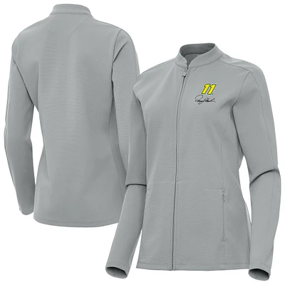 Women's Antigua Gray Denny Hamlin Regard Full-Zip Jacket
