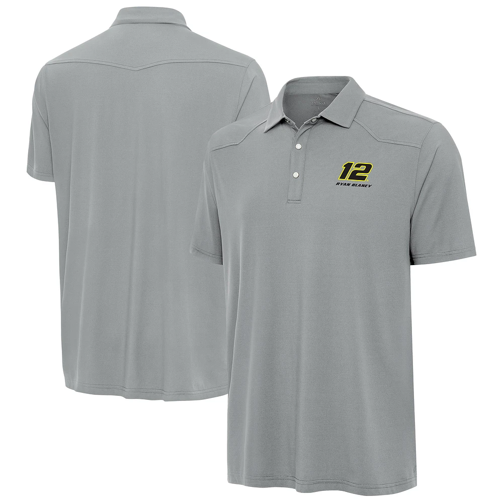 Men's Antigua Gray Ryan Blaney Western Polo