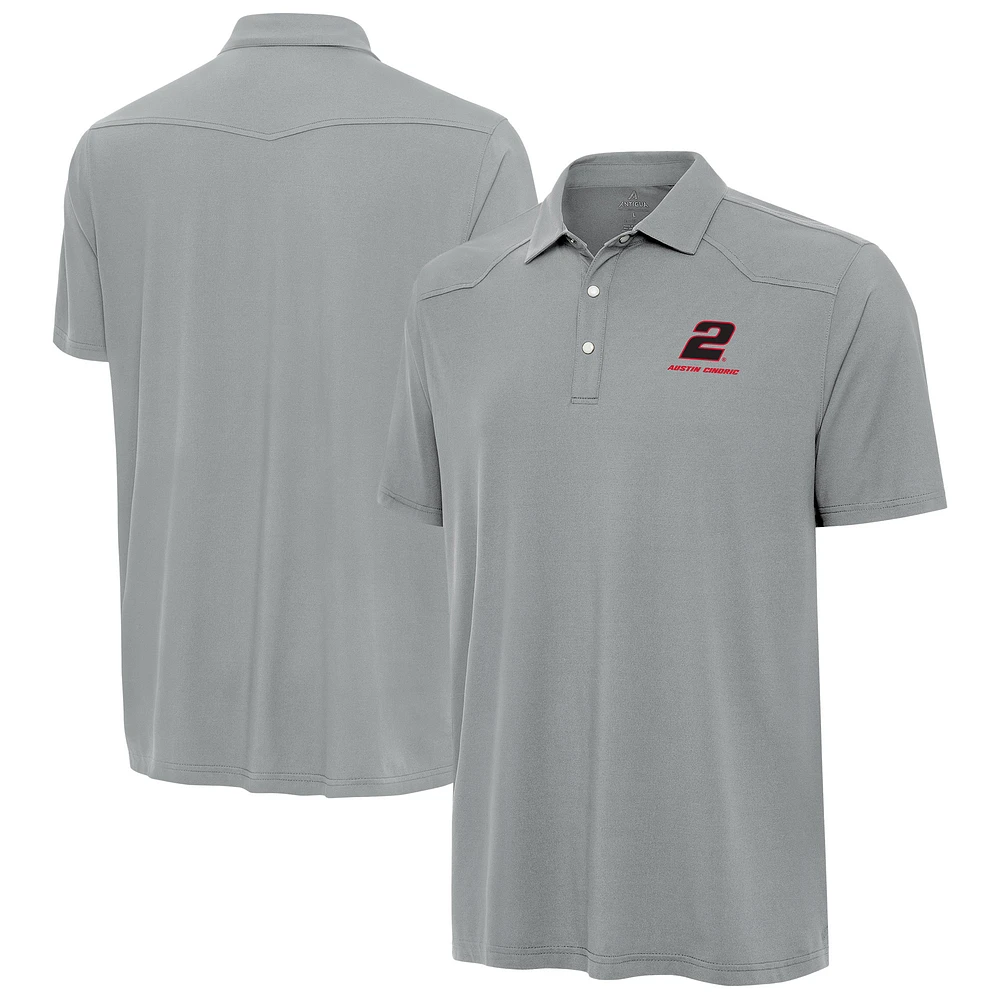 Men's Antigua Gray Austin Cindric Western Polo