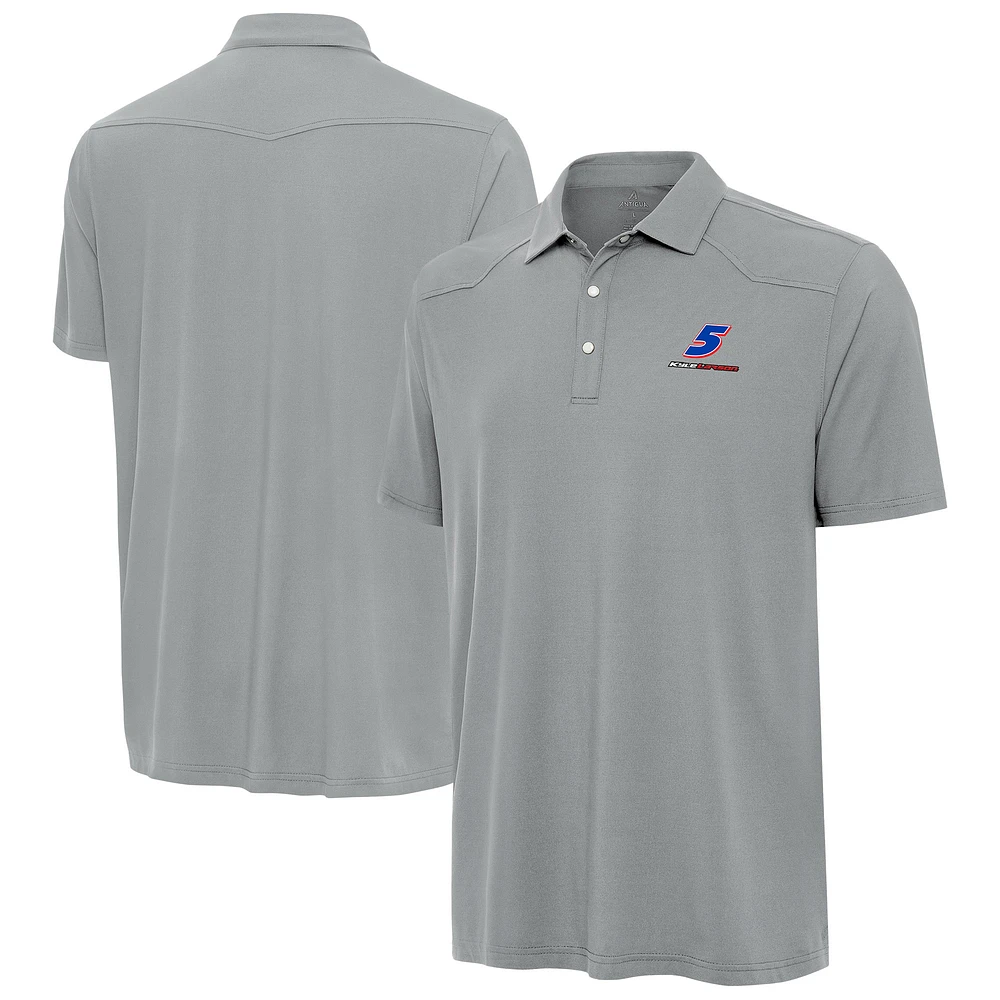 Men's Antigua Gray Kyle Larson Western Polo