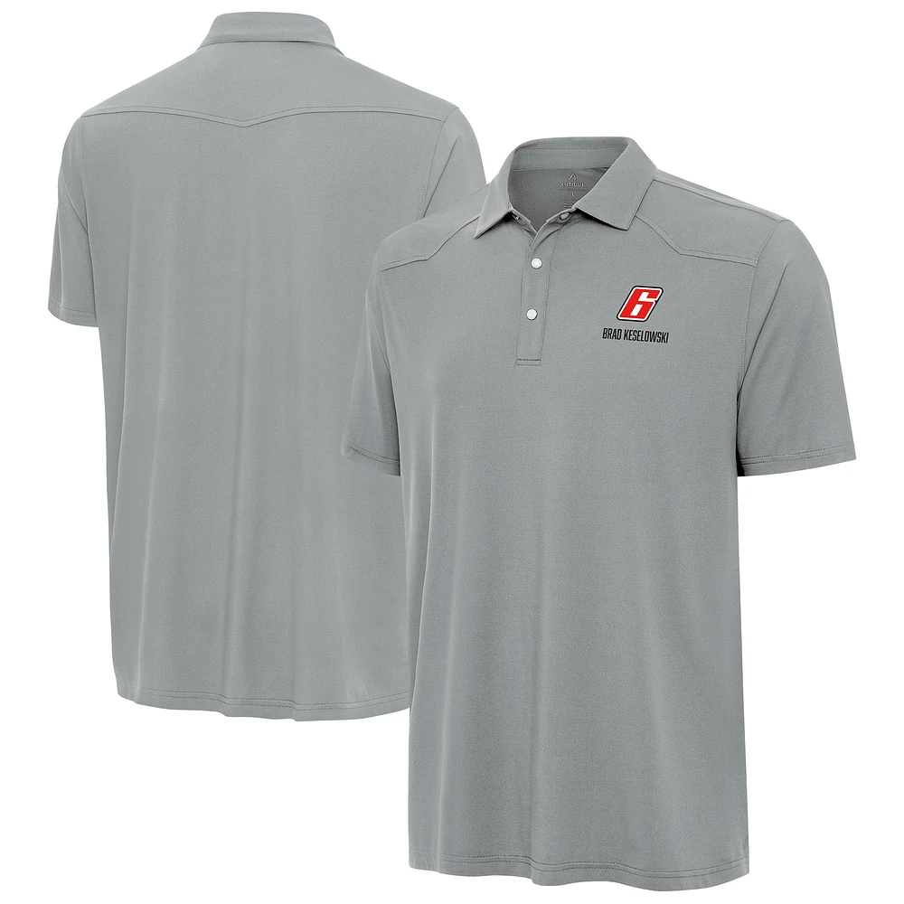 Men's Antigua Gray Brad Keselowski Western Polo