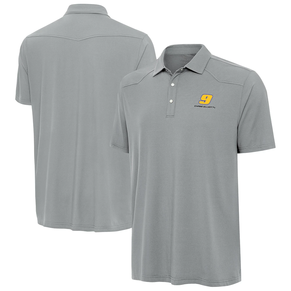 Men's Antigua Gray Chase Elliott Western Polo