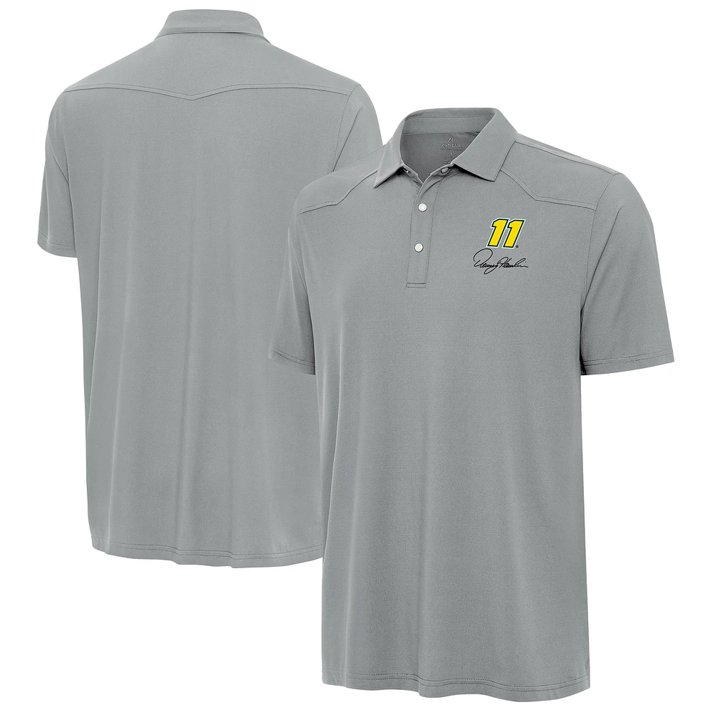 Men's Antigua Gray Denny Hamlin Western Polo