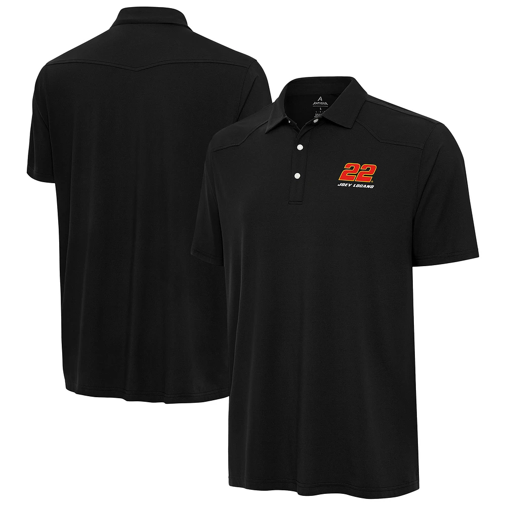 Men's Antigua Black Joey Logano Western Polo