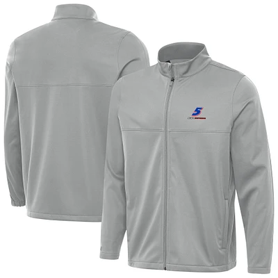 Men's Antigua Gray Kyle Larson Links 2 Full-Zip Golf Jacket