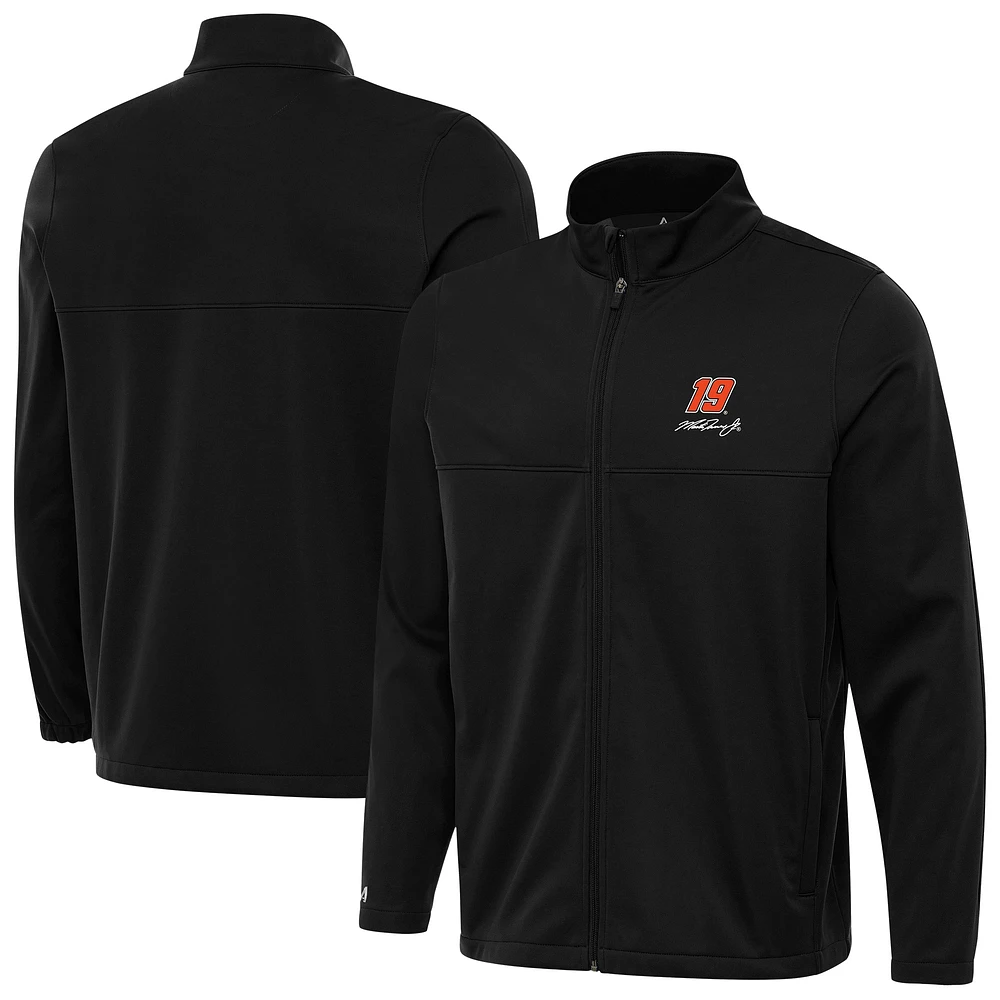 Men's Antigua Black Martin Truex Jr Links 2 Full-Zip Golf Jacket