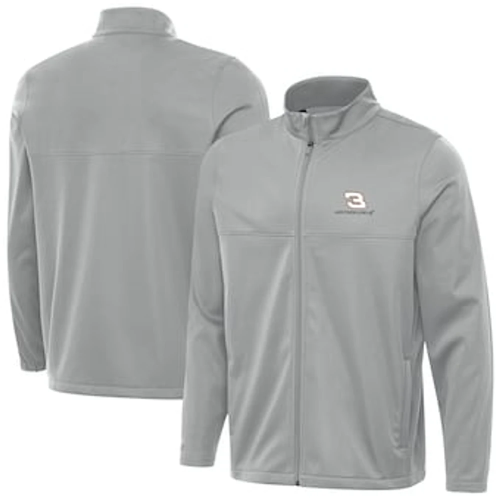 Men's Antigua Gray Austin Dillon Links 2 Full-Zip Golf Jacket