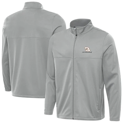 Men's Antigua Gray Austin Dillon Links 2 Full-Zip Golf Jacket