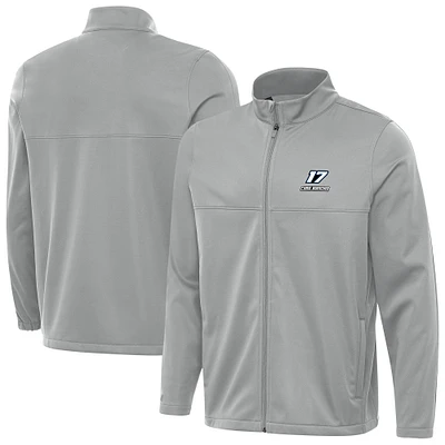 Men's Antigua Gray Chris Buescher Links 2 Full-Zip Golf Jacket