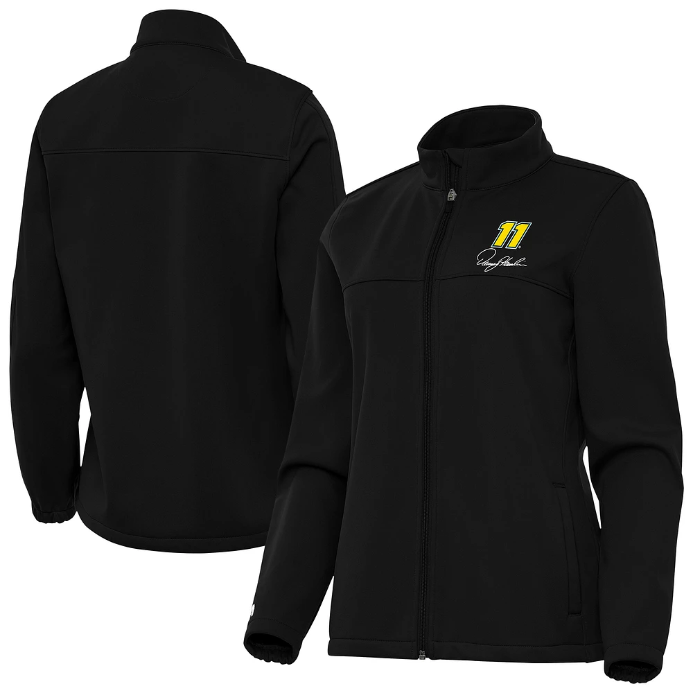 Women's Antigua Black Denny Hamlin Links 2 Full-Zip Golf Jacket