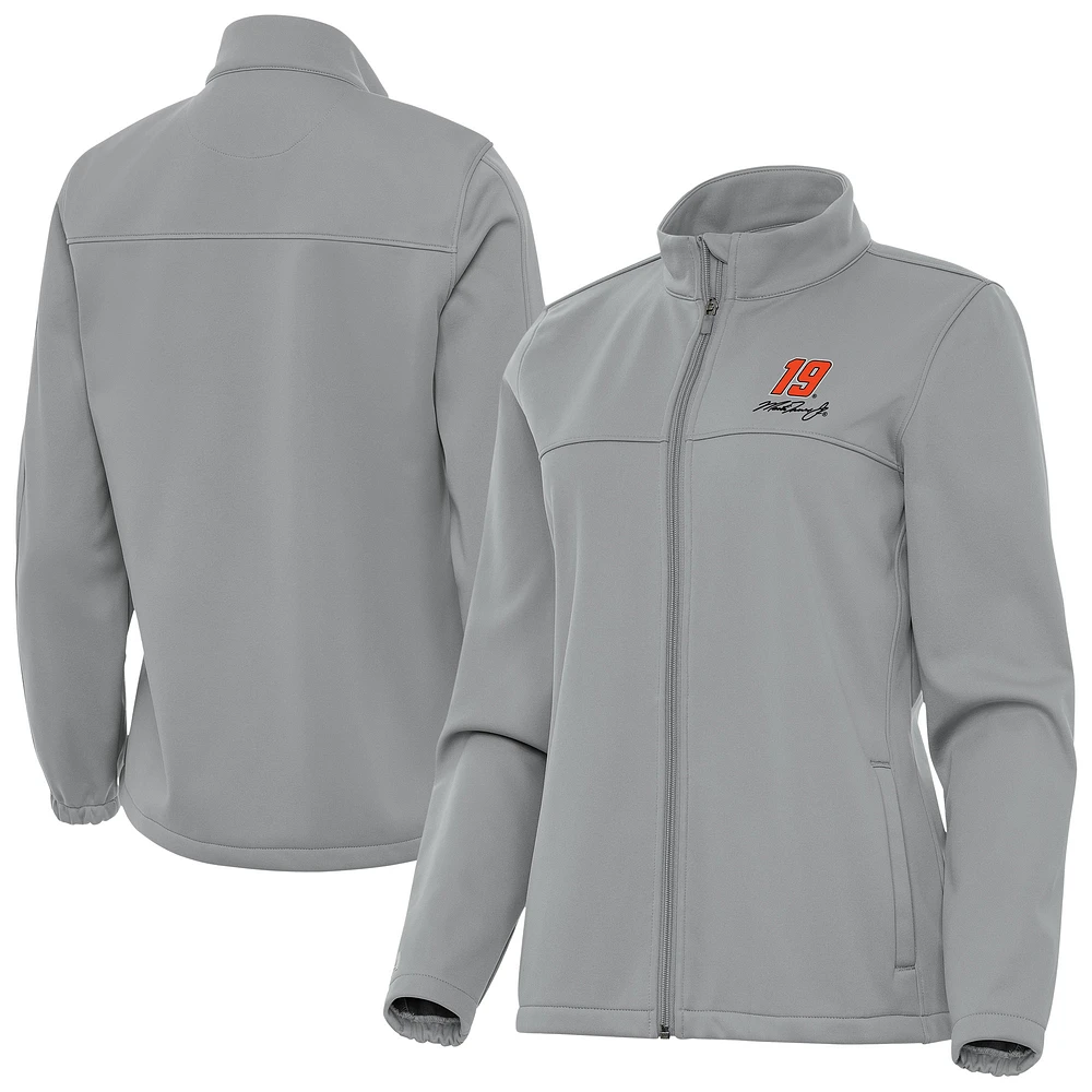 Women's Antigua Gray Martin Truex Jr Links 2 Full-Zip Golf Jacket
