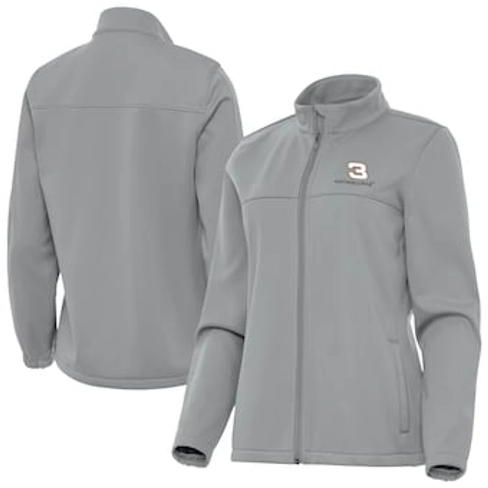 Women's Antigua Gray Austin Dillon Links 2 Full-Zip Golf Jacket