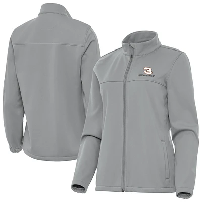 Women's Antigua Gray Austin Dillon Links 2 Full-Zip Golf Jacket