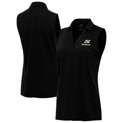 Women's Antigua Heather Black Christopher Bell Layout Sleeveless V-Neck Polo