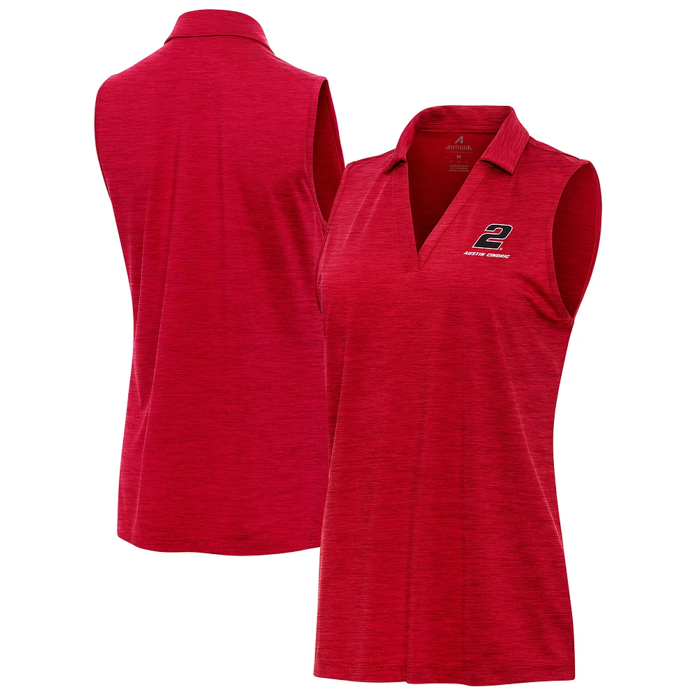 Women's Antigua Heather Red Austin Cindric Layout Sleeveless V-Neck Polo