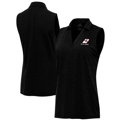 Women's Antigua Heather Black Austin Cindric Layout Sleeveless V-Neck Polo
