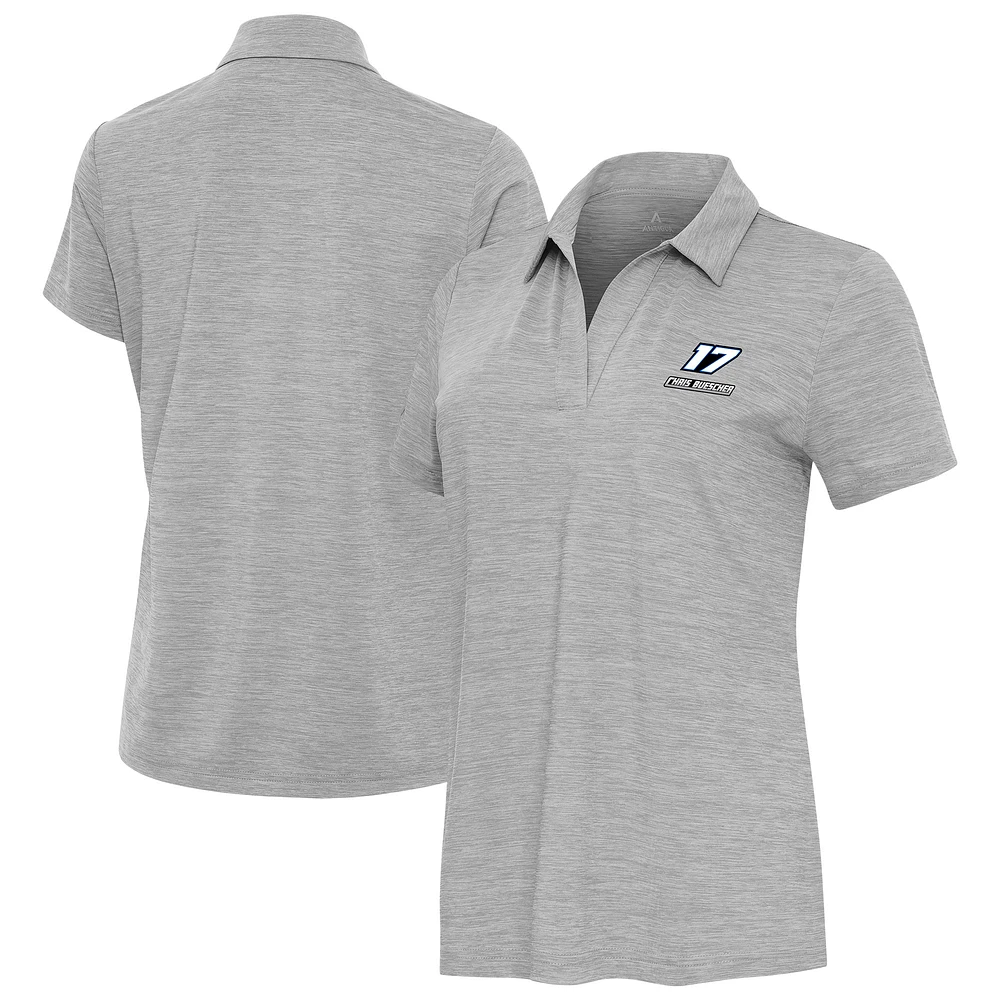 Women's Antigua Heather Gray Chris Buescher Layout V-Neck Polo
