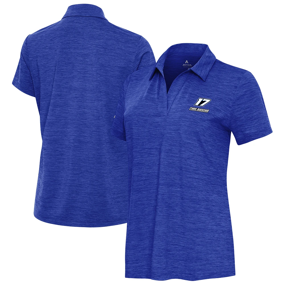 Women's Antigua Heather Royal Chris Buescher Layout V-Neck Polo