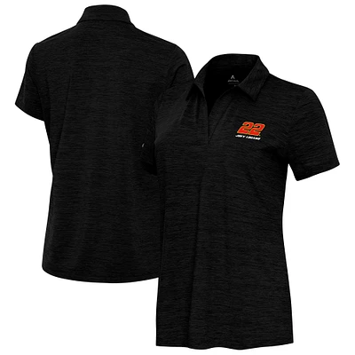 Women's Antigua Heather Black Joey Logano Layout V-Neck Polo