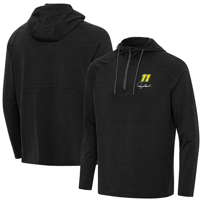 Men's Antigua Heather Denny Hamlin Spikes Quarter-Zip Pullover Hoodie