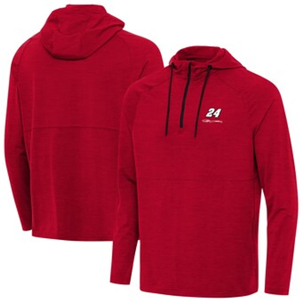 Men's Antigua Heather Jeff Gordon Spikes Quarter-Zip Pullover Hoodie