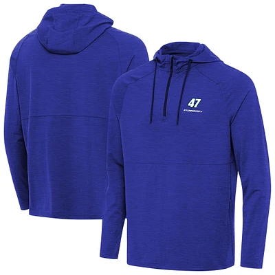 Men's Antigua Heather Royal Ricky Stenhouse Jr. Spikes Quarter-Zip Pullover Hoodie