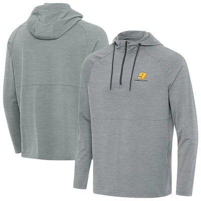 Men's Antigua Heather Gray Chase Elliott Spikes Quarter-Zip Pullover Hoodie