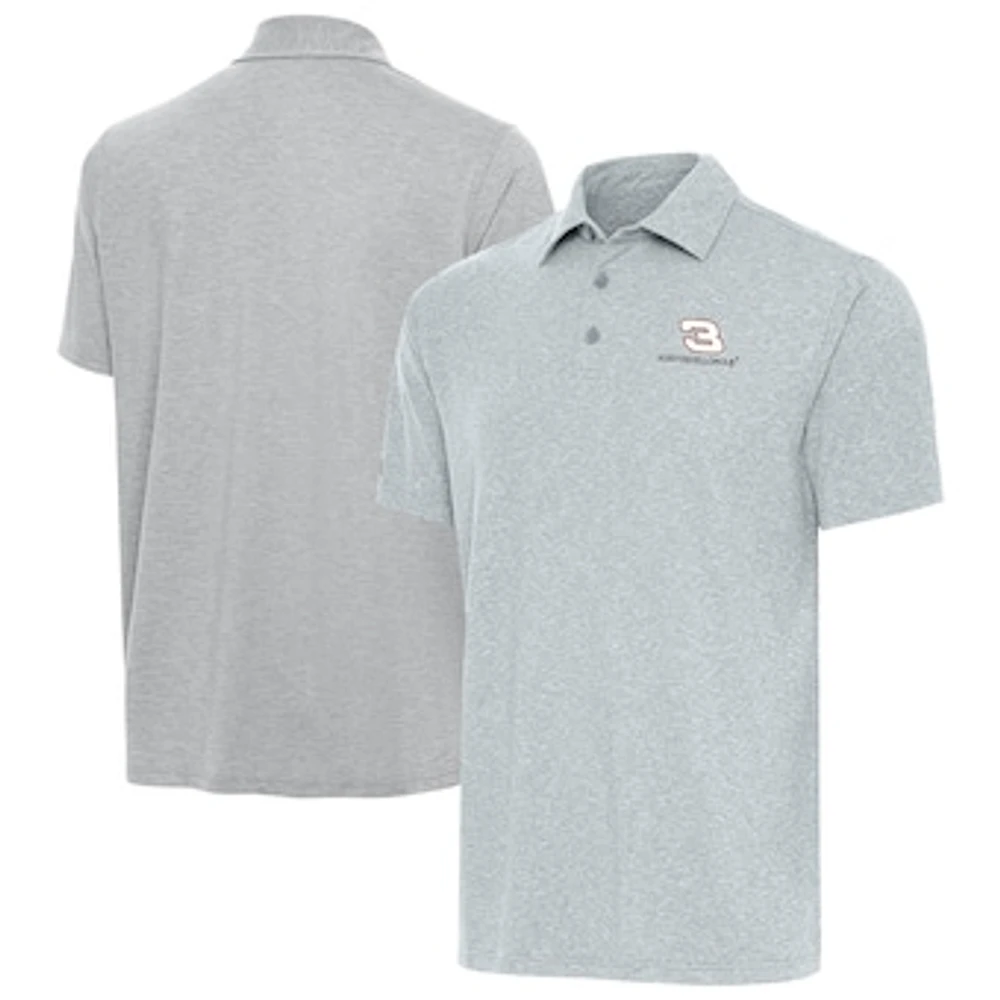 Men's Antigua Heather Gray Austin Dillon Par 3 Big & Tall Polo