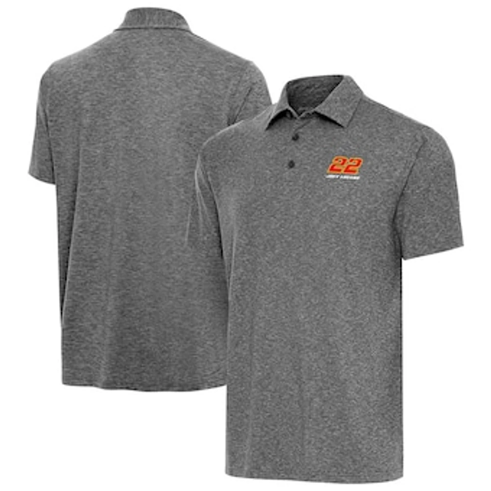 Men's Antigua Heather Black Joey Logano Par 3 Big & Tall Polo