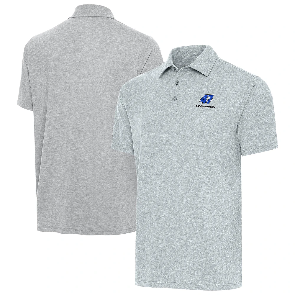 Men's Antigua Heather Gray Ricky Stenhouse Jr. Par 3 Big & Tall Polo