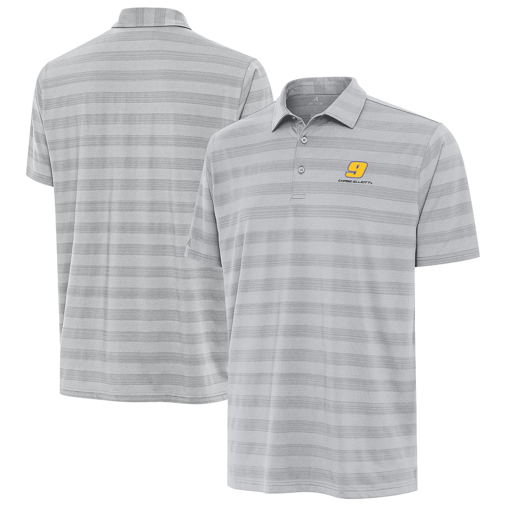 Men's Antigua Gray Chase Elliott Big & Tall Tunnel Polo