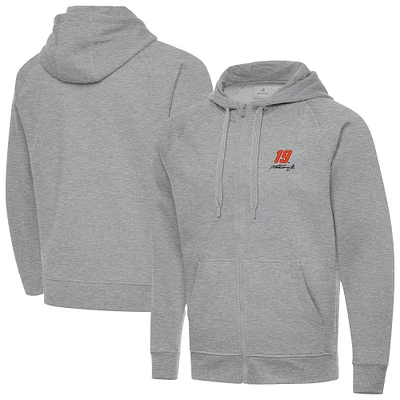Men's Antigua Heather Gray Martin Truex Jr Big & Tall Victory Full-Zip Hoodie