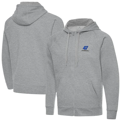 Men's Antigua Heather Gray Ricky Stenhouse Jr. Big & Tall Victory Full-Zip Hoodie