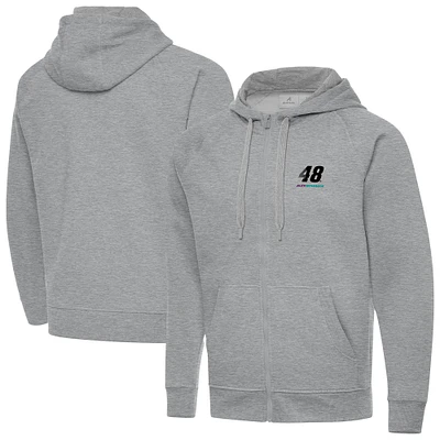 Men's Antigua Heather Gray Alex Bowman Big & Tall Victory Full-Zip Hoodie