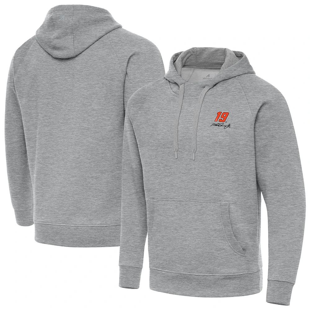 Men's Antigua Heather Gray Martin Truex Jr Victory Tall Pullover Hoodie