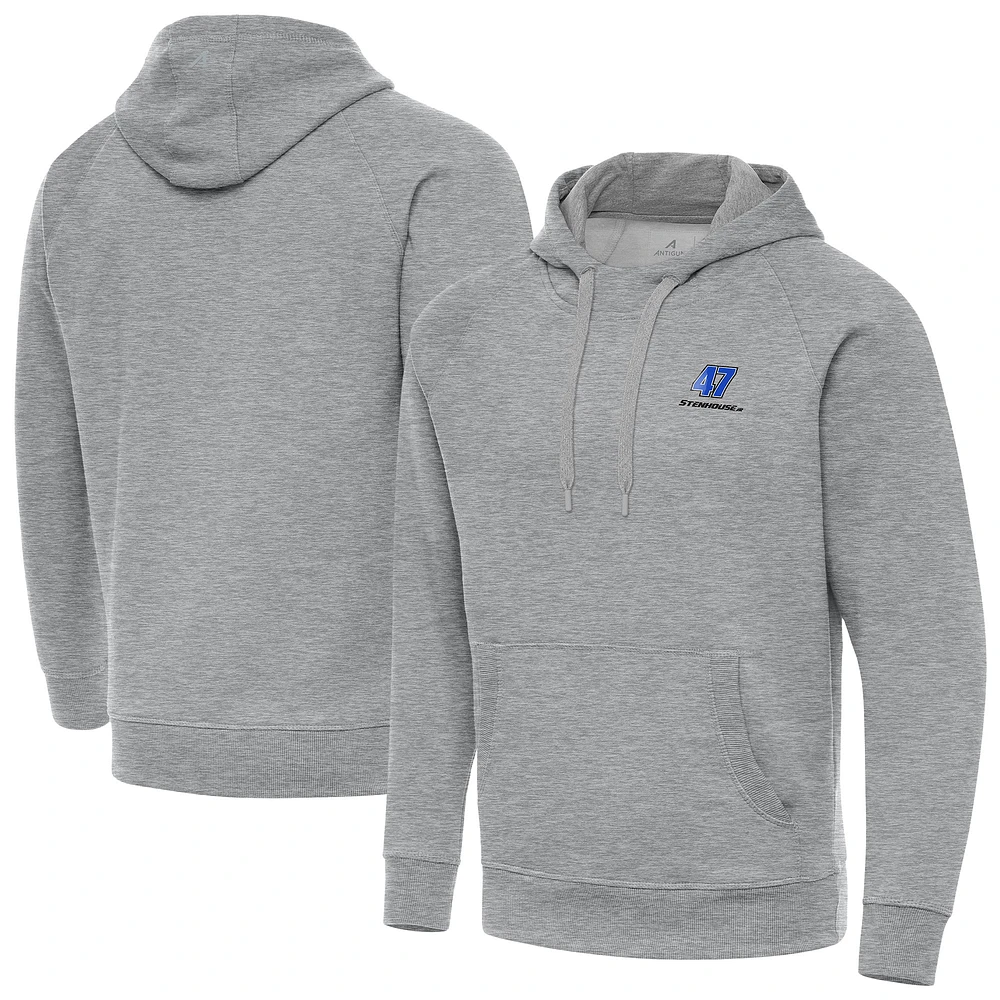 Men's Antigua Heather Gray Ricky Stenhouse Jr. Victory Tall Pullover Hoodie