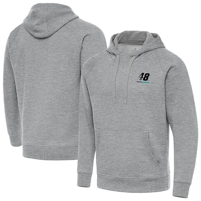 Men's Antigua Heather Gray Alex Bowman Victory Tall Pullover Hoodie