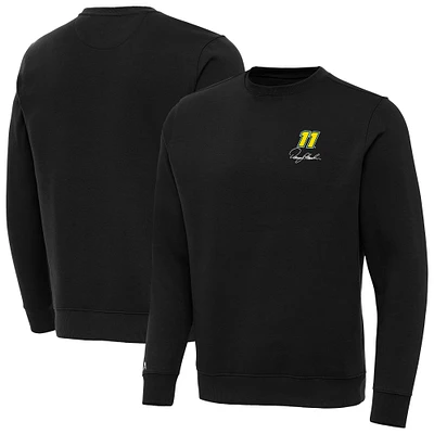 Men's Antigua Black Denny Hamlin Big & Tall Victory Crewneck Pullover Sweatshirt
