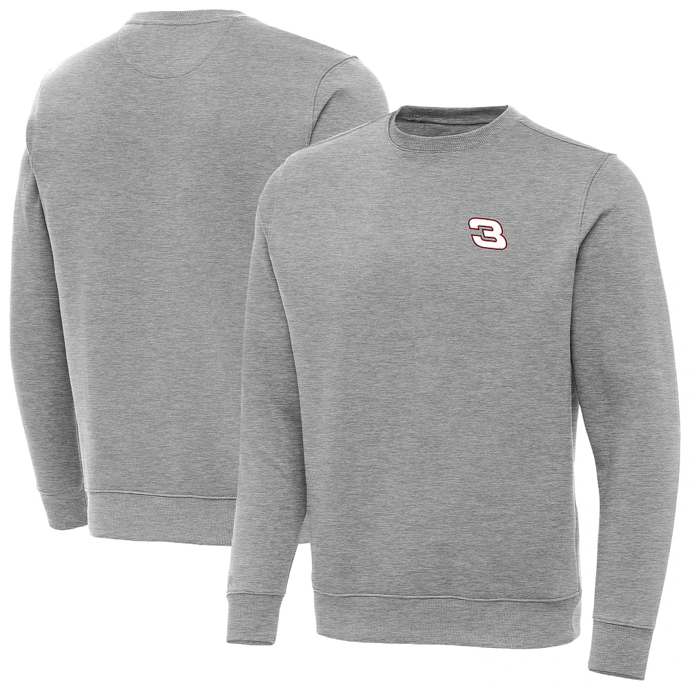Men's Antigua Heather Gray Richard Childress Racing Big & Tall Victory Crewneck Pullover Sweatshirt