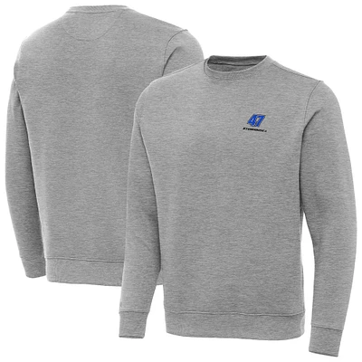 Men's Antigua Heather Gray Ricky Stenhouse Jr. Big & Tall Victory Crewneck Pullover Sweatshirt