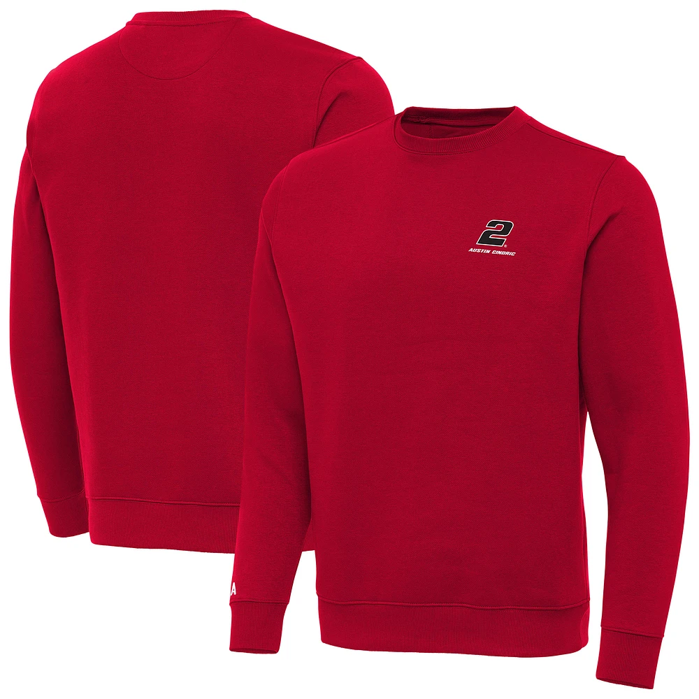 Men's Antigua Red Austin Cindric Big & Tall Victory Crewneck Pullover Sweatshirt