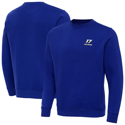 Men's Antigua Royal Chris Buescher Big & Tall Victory Crewneck Pullover Sweatshirt