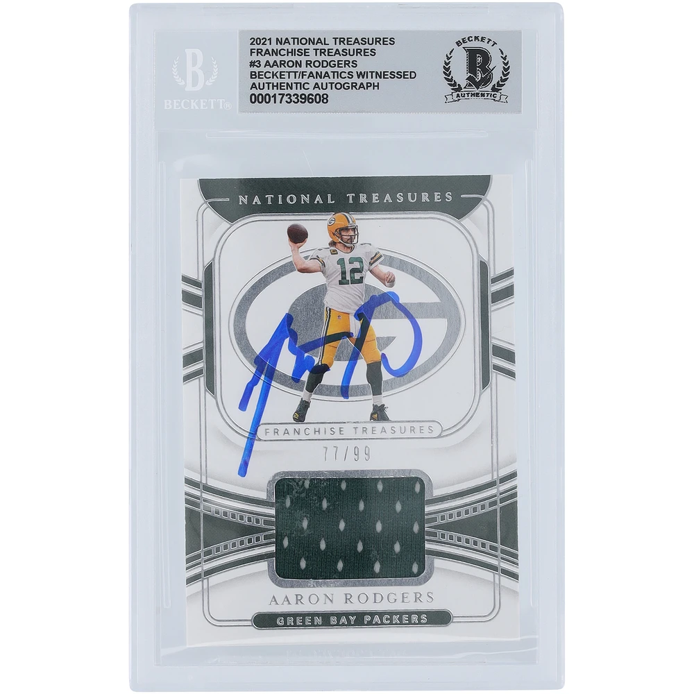 Aaron Rodgers Green Bay Packers Autographed 2021 Panini National Treasures Franchise Treasures #FT-AR #/99 Beckett Fanatics Witnessed Authenticated 10 Card
